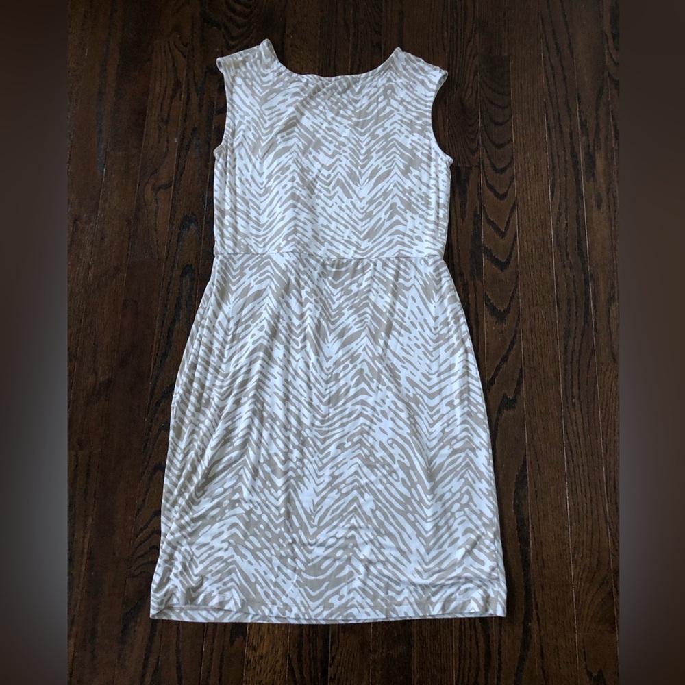 LOFT Women’s M White/Sage Green/Gray Animal Print Sleeveless Mini Dress - Picture 8 of 10